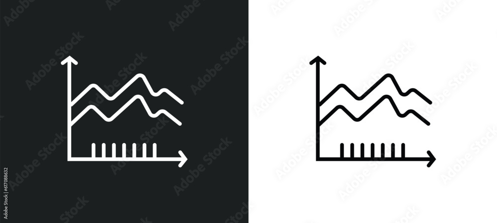 Poster spike chart line icon in white and black colors. spike chart flat vector icon from spike chart colle
