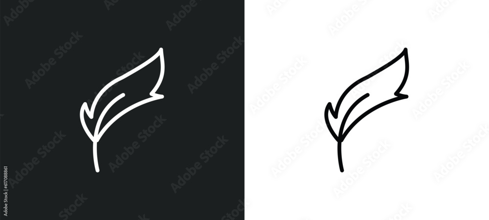 Poster feathers line icon in white and black colors. feathers flat vector icon from feathers collection for