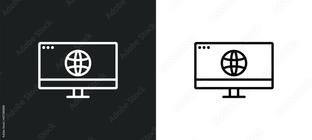 Poster web line icon in white and black colors. web flat vector icon from web collection for mobile apps an