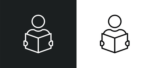 reader line icon in white and black colors. reader flat vector icon from reader collection for web, mobile apps and ui.
