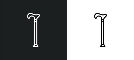 cane line icon in white and black colors. cane flat vector icon from cane collection for web, mobile apps and ui.