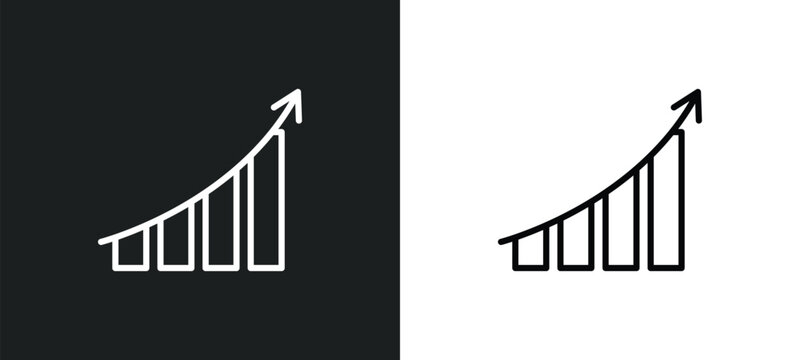 graphic progression line icon in white and black colors. graphic progression flat vector icon from graphic progression collection for web, mobile apps and ui.