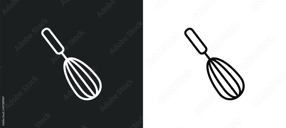 Poster manual mixer line icon in white and black colors. manual mixer flat vector icon from manual mixer co