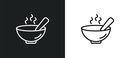 hot soup line icon in white and black colors. hot soup flat vector icon from hot soup collection for web, mobile apps and ui.