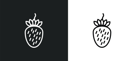 strawberry drawing line icon in white and black colors. strawberry drawing flat vector icon from strawberry drawing collection for web, mobile apps and ui.