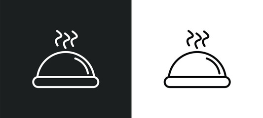 tray and cover line icon in white and black colors. tray and cover flat vector icon from tray cover collection for web, mobile apps ui.