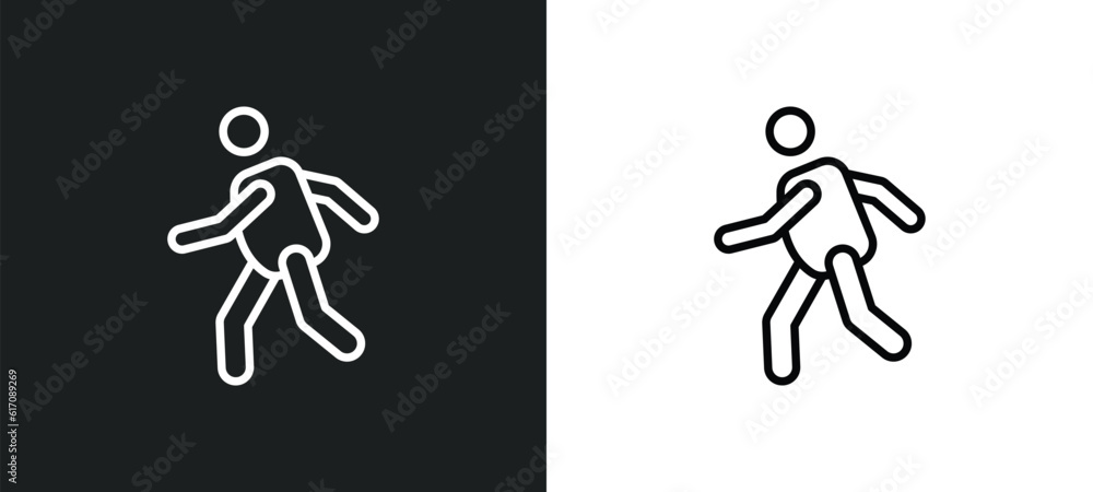 Poster man running line icon in white and black colors. man running flat vector icon from man running colle