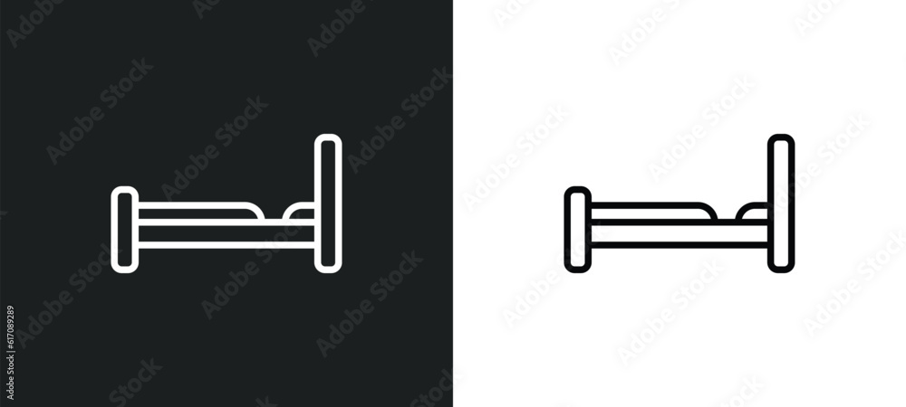 Poster making the bed line icon in white and black colors. making the bed flat vector icon from making the 