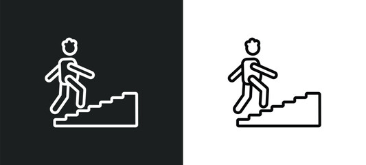 climbing stairs line icon in white and black colors. climbing stairs flat vector icon from climbing stairs collection for web, mobile apps and ui.