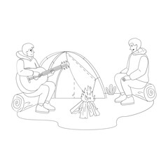 Camping Nature Outdoor Outline 2D Illustrations
