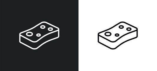 bath sponge line icon in white and black colors. bath sponge flat vector icon from bath sponge collection for web, mobile apps and ui.