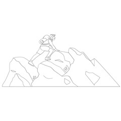 Climb Nature Outdoor Outline 2D Illustrations