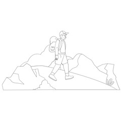 Hiking Nature Outdoor Outline 2D Illustrations