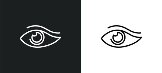 woman eye line icon in white and black colors. woman eye flat vector icon from woman eye collection for web, mobile apps and ui.
