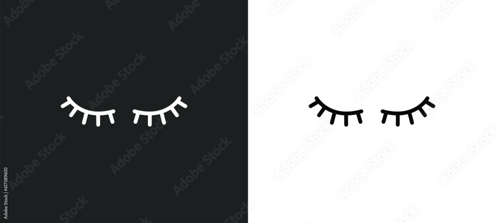 Poster two eyelashes line icon in white and black colors. two eyelashes flat vector icon from two eyelashes
