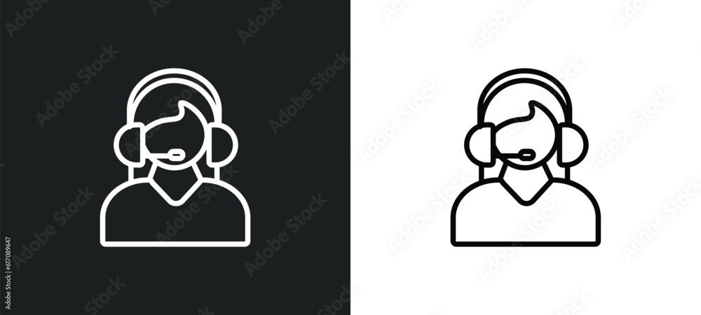 Poster assistant line icon in white and black colors. assistant flat vector icon from assistant collection 