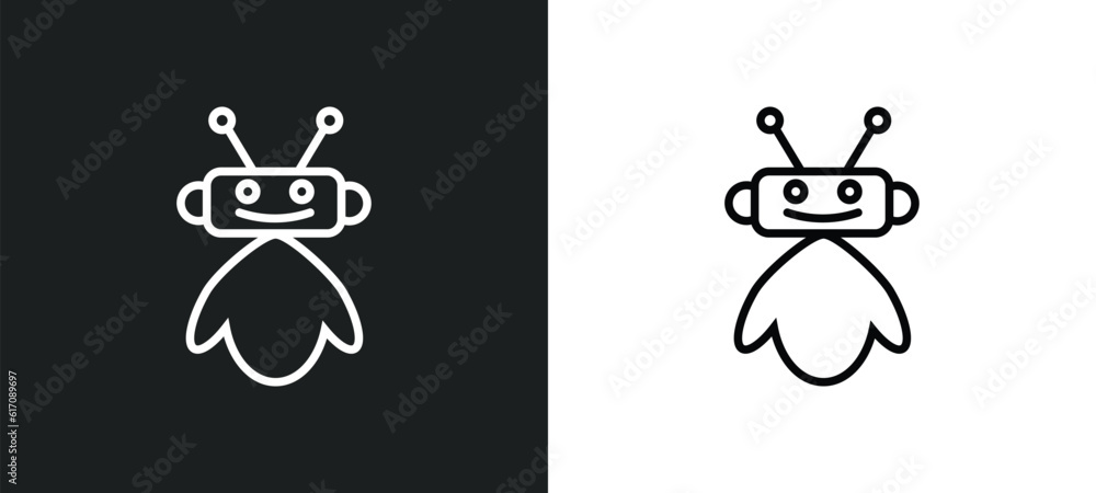 Poster robot assistant line icon in white and black colors. robot assistant flat vector icon from robot ass