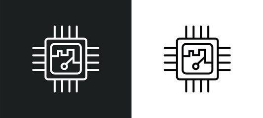 chip line icon in white and black colors. chip flat vector icon from chip collection for web, mobile apps and ui.