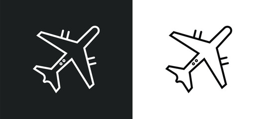aeroplane line icon in white and black colors. aeroplane flat vector icon from aeroplane collection for web, mobile apps and ui.