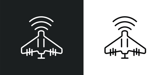 unmanned aerial vehicle line icon in white and black colors. unmanned aerial vehicle flat vector icon from unmanned aerial vehicle collection for web, mobile apps and ui.