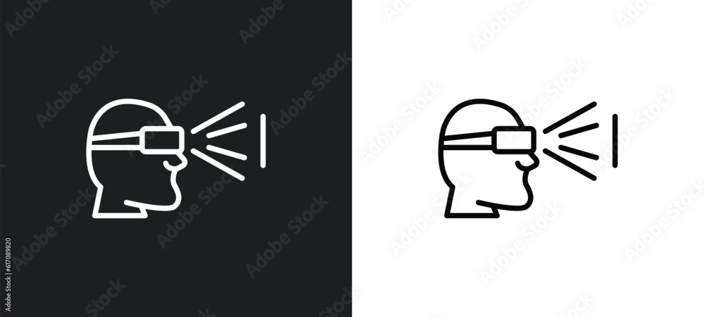 Poster view line icon in white and black colors. view flat vector icon from view collection for web, mobile