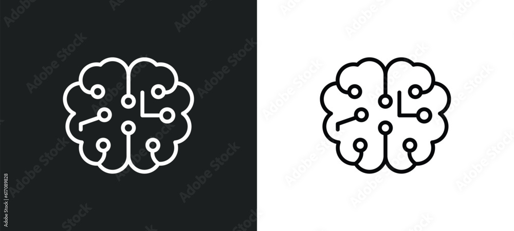 Aufkleber intelligence line icon in white and black colors. intelligence flat vector icon from intelligence co