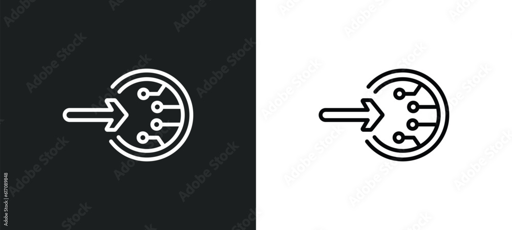 Poster log in line icon in white and black colors. log in flat vector icon from log collection for web, mob