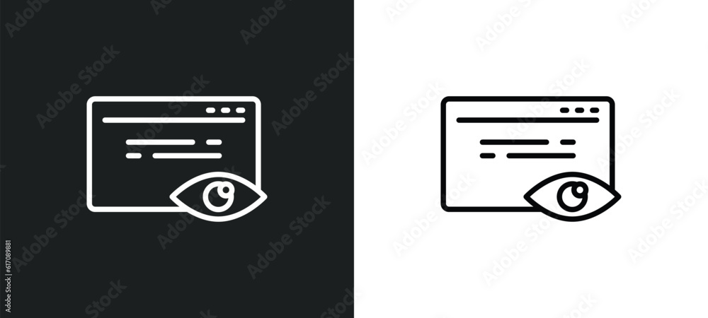 Poster page views line icon in white and black colors. page views flat vector icon from page views collecti
