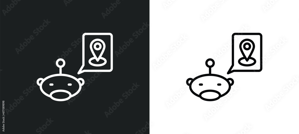 Poster geolocation line icon in white and black colors. geolocation flat vector icon from geolocation colle