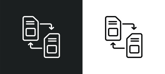 memory transfer line icon in white and black colors. memory transfer flat vector icon from memory transfer collection for web, mobile apps and ui.