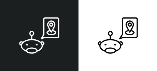 geolocation line icon in white and black colors. geolocation flat vector icon from geolocation collection for web, mobile apps and ui.