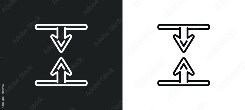 Poster vertical resize line icon in white and black colors. vertical resize flat vector icon from vertical 