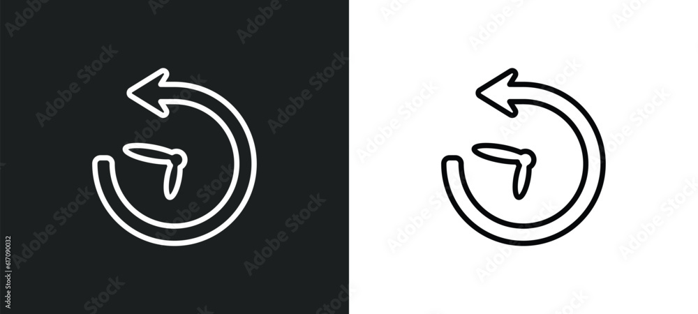 Poster reload time line icon in white and black colors. reload time flat vector icon from reload time colle