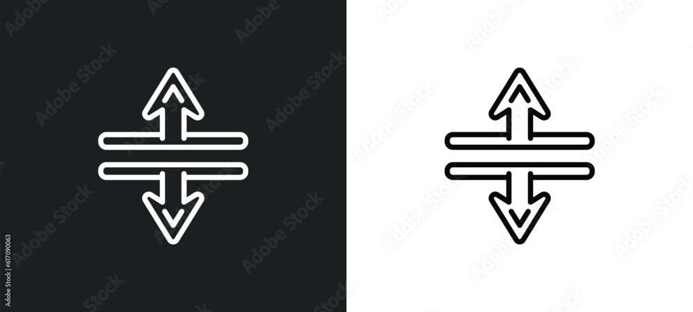 Poster split vertical line icon in white and black colors. split vertical flat vector icon from split verti