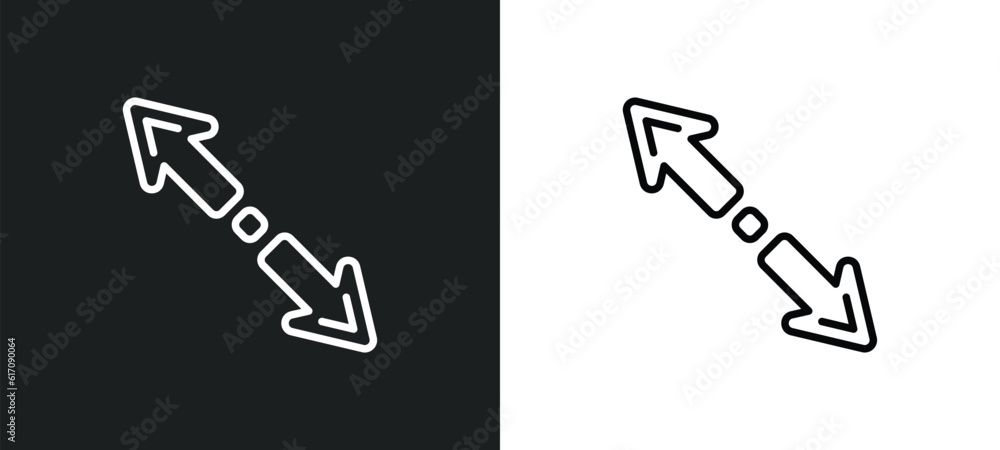 Poster diagonal resize line icon in white and black colors. diagonal resize flat vector icon from diagonal resize collection for web, mobile apps and ui.