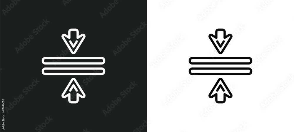 Poster vertical merge line icon in white and black colors. vertical merge flat vector icon from vertical me