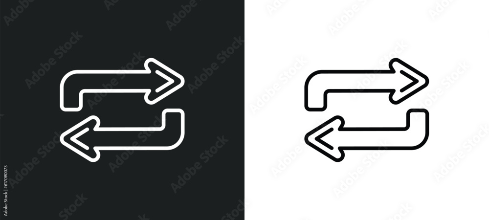 Poster counter arrow line icon in white and black colors. counter arrow flat vector icon from counter arrow