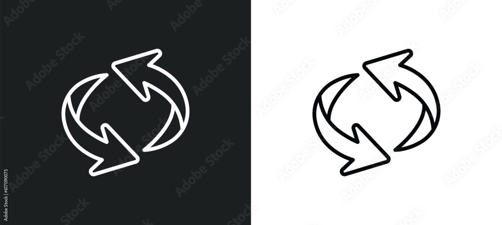 Poster undo arrow line icon in white and black colors. undo arrow flat vector icon from undo arrow collecti