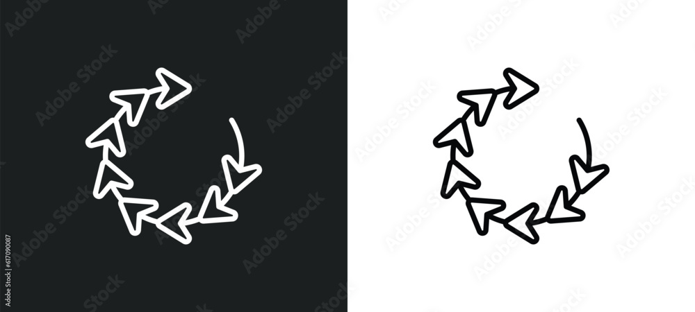 Poster loading arrows line icon in white and black colors. loading arrows flat vector icon from loading arr