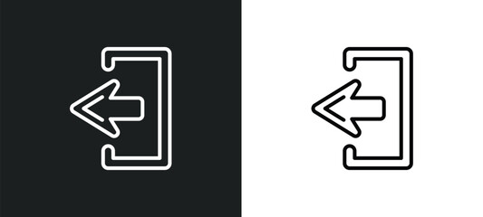 exit top right line icon in white and black colors. exit top right flat vector icon from exit top right collection for web, mobile apps and ui.