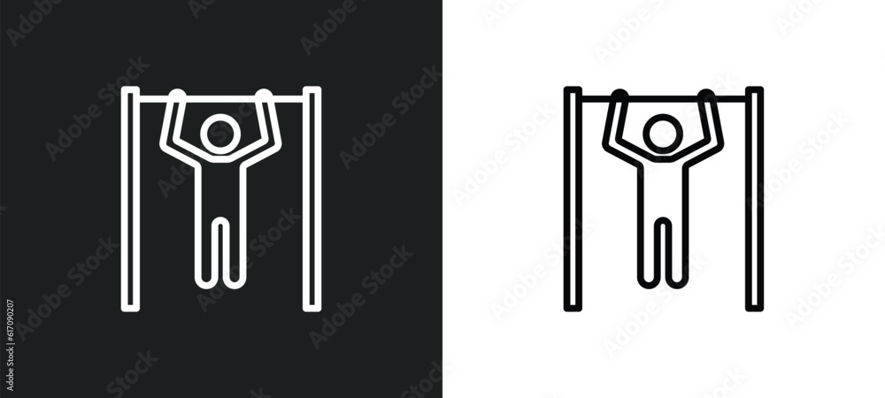 Poster pull up line icon in white and black colors. pull up flat vector icon from pull up collection for we