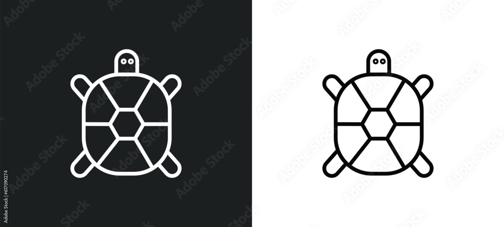 Poster tortoise line icon in white and black colors. tortoise flat vector icon from tortoise collection for
