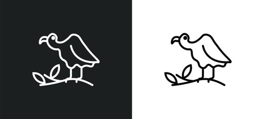 vulture line icon in white and black colors. vulture flat vector icon from vulture collection for web, mobile apps and ui.