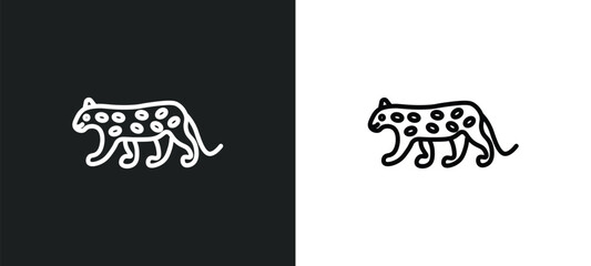 snow leopard line icon in white and black colors. snow leopard flat vector icon from snow leopard collection for web, mobile apps and ui. © IconArt