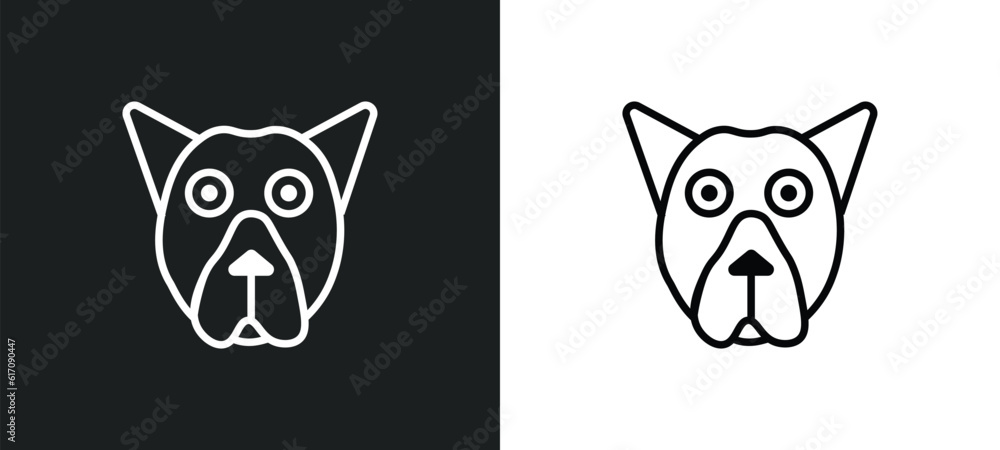 Poster pit bull line icon in white and black colors. pit bull flat vector icon from pit bull collection for