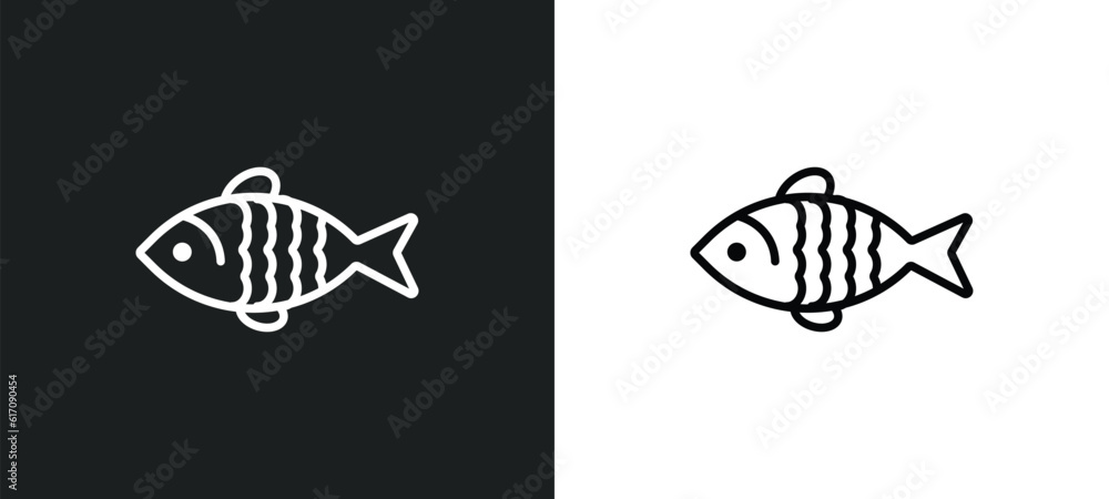 Poster carp line icon in white and black colors. carp flat vector icon from carp collection for web, mobile