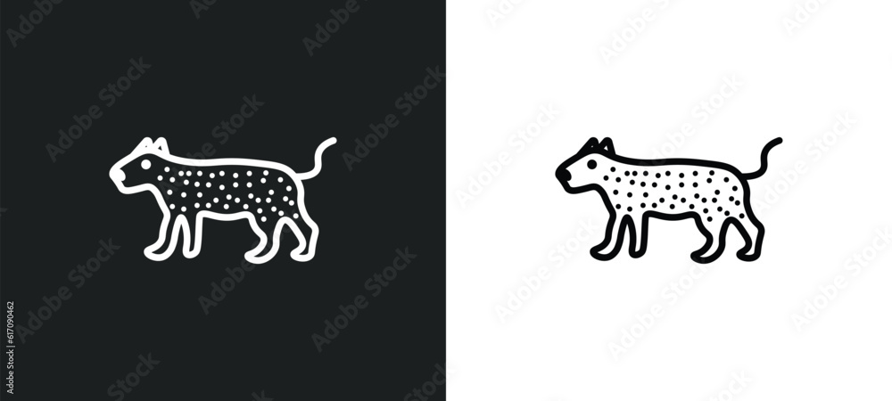 Poster leopard line icon in white and black colors. leopard flat vector icon from leopard collection for we