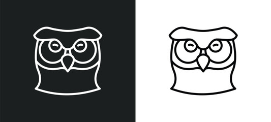 big owl line icon in white and black colors. big owl flat vector icon from big owl collection for web, mobile apps and ui.
