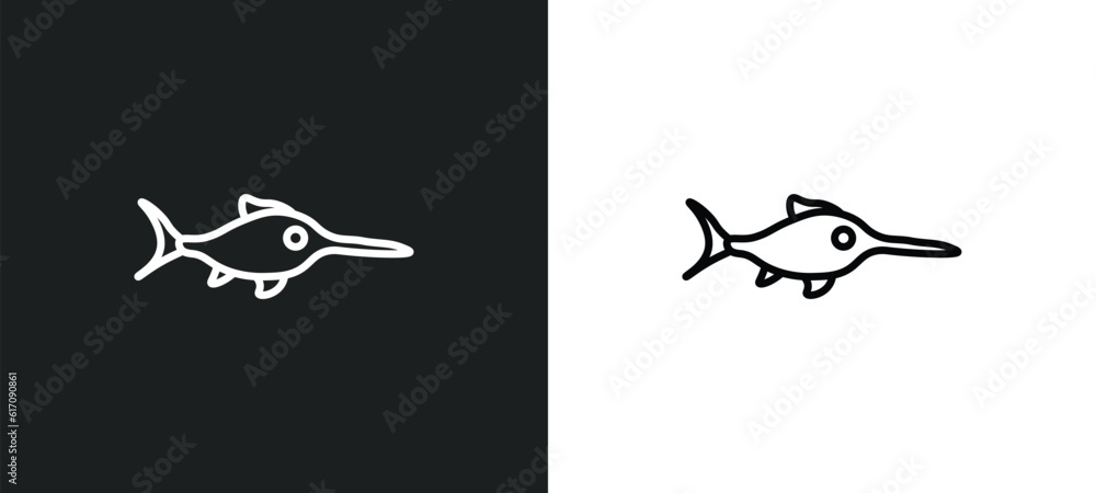 Aufkleber swordfish line icon in white and black colors. swordfish flat vector icon from swordfish collection 