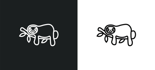 sloth line icon in white and black colors. sloth flat vector icon from sloth collection for web, mobile apps and ui. © IconArt